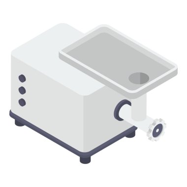 Beyaz arkaplanda izole edilmiş et kıyma simgesi, elektronik aygıt 