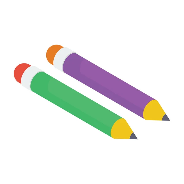 Isometrische Design Ikone Des Bleistifts Schreibwerkzeug — Stockvektor
