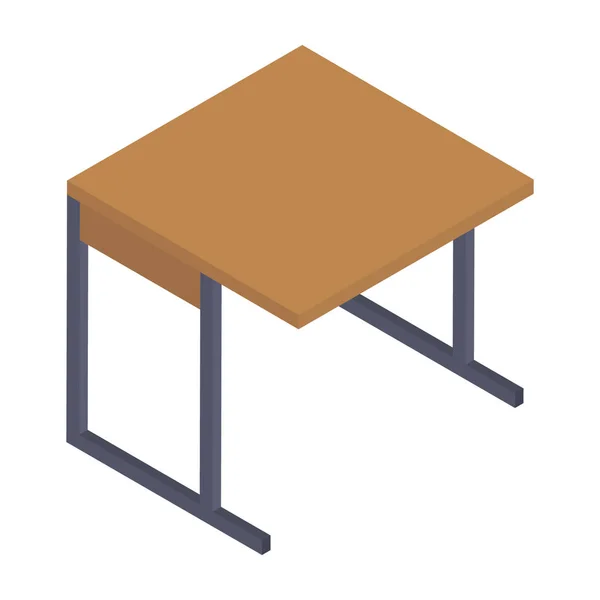 Ikon Konseptual Ikon Meja Sekolah Dalam Desain Isometrik - Stok Vektor