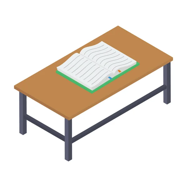 Open Book Desk Concept Reading Book Icon Ισομετρική Σχεδίαση — Διανυσματικό Αρχείο