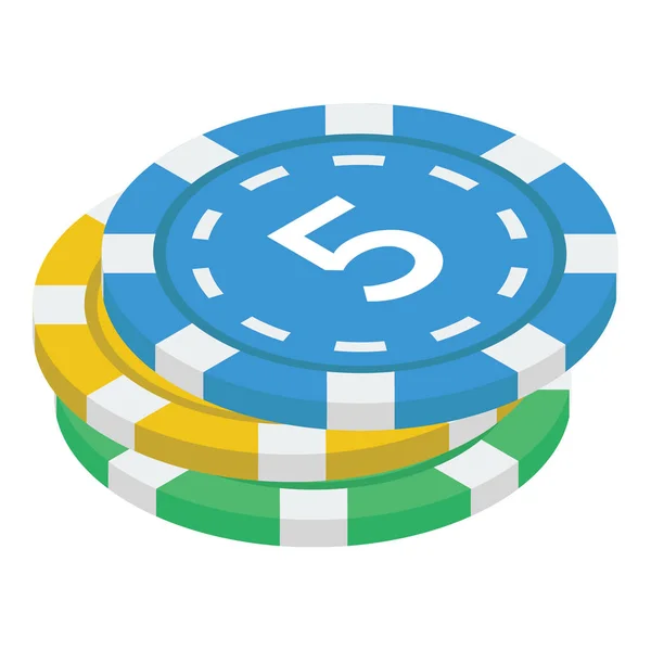 Casino Poker Chips Gekleurde Isometrische Pictogram Vector Ontwerp — Stockvector