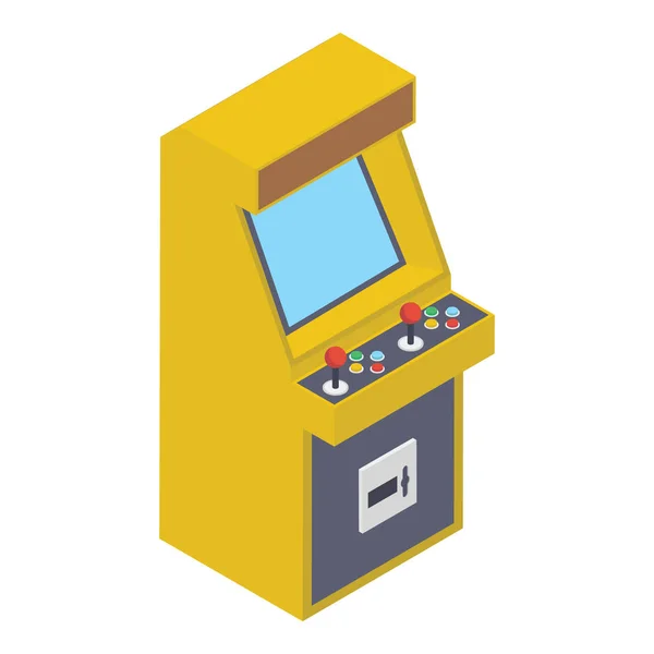 Monedas Interior Ranura Electrónica Arcade Joystick Icono Máquina Diseño Isométrico — Vector de stock