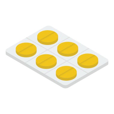 Haplar izometrik ikonu, ilacı ve sağlık hizmetleri vektörünü soyar.  