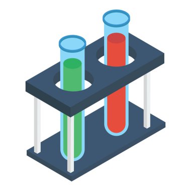 İzometrik dizaynda test tübü simgesi.