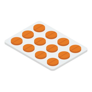 Haplar izometrik ikonu, ilacı ve sağlık hizmetleri vektörünü soyar.  