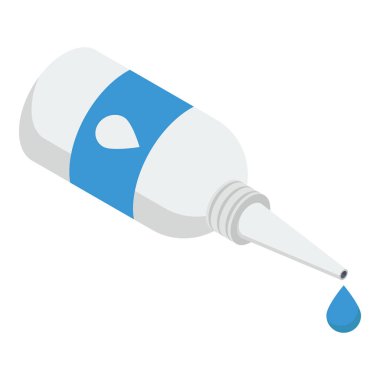 Düşüren şişe izometrik vektörü beyaz arkaplanda izole edildi.