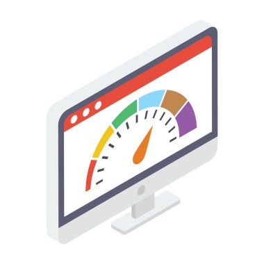 Web reytingleri ve web hız testi için web performansının Isometric tasarımı 