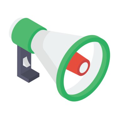 Beyaz arkaplanda tanıtım konseptini temsil eden hoparlör simgesi 