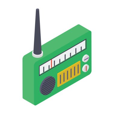 Beyaz arkaplanda Isometric radyo simgesi 