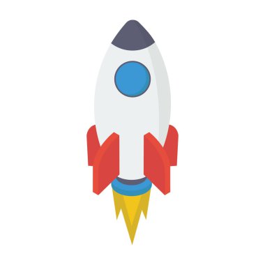 Roket fırlatma simgesi, uzay izometrik vektöründe roket 