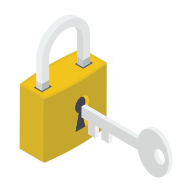 Asma kilit vektör tasarımı, güvenlik amacıyla kilit simgesi 