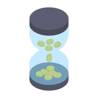 Kum saati vektör tasarımı, vintage zamanlayıcının izometrik simgesi 