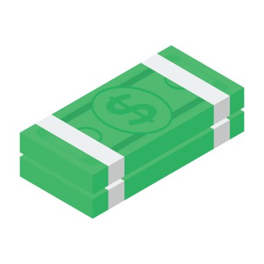 Kağıt para, banknotlar vektör tasarımı beyaz arkaplan üzerinde izole 