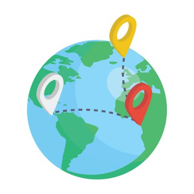 Genel konum simgesi, dünya haritası vektör tasarımı 
