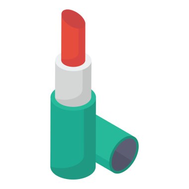 Güzellik konseptini tasvir eden izometrik tarzda bir ruj tasarımı 