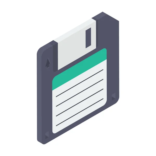 Disco Floppy Dischetto Memorizzazione Dati Vettore Isometrico — Vettoriale Stock