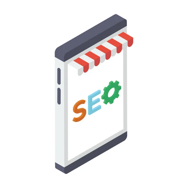 Seo Shop Mobile Symbolisiert Online Shop — Stockvektor