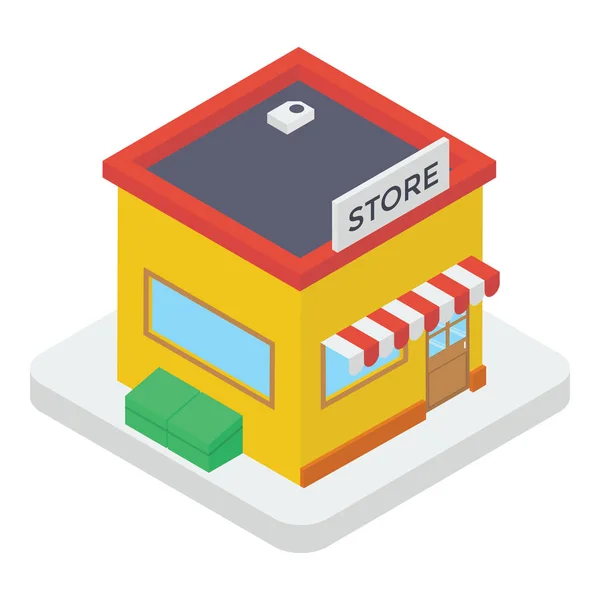Isometric Marketplace Vector Storehouse Concept — Stock Vector