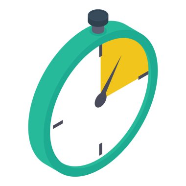 Kstopwatch izometrik tasarım simgesi beyaz arkaplanda izole edildi 