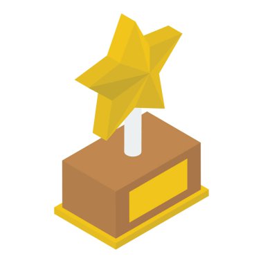 Yıldız kupa simgesinin izometrik tasarımı 