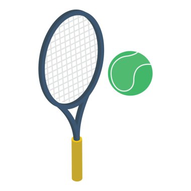 Tenis raketi ikonunun Isometric tasarımı.
