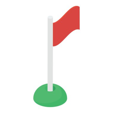 Spor bayrağı simgesinin Isometric vektör tasarımı.