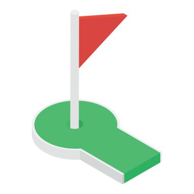 İzometrik vektörde dalgalanan bayrak direği tasarımı 