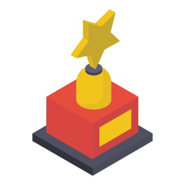 İzometrik tasarımda yıldız ödüllendirme ikonu 