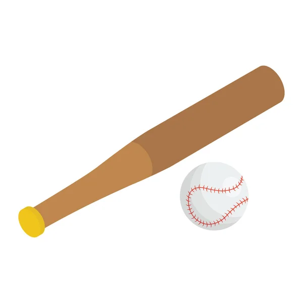 野球のアイソメトリックアイコンを描くためのボールの概念を持つバット — ストックベクタ