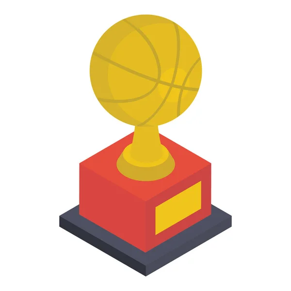 Kazanan Kupa Basketbol Ödülü Ikonu Izometrik Tasarım — Stok Vektör