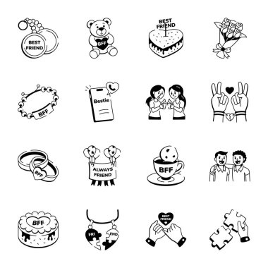 BFF Bağlayıcı Doodle Biçimi Simgeleri 