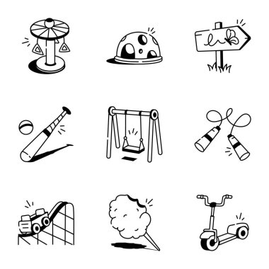 Açık hava Eğlence Elleri Çizim Biçimi Simgeleri 