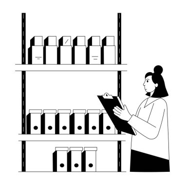 Paketleri sayan bir kişiyi tasvir eden yarım yamalak bir resim 