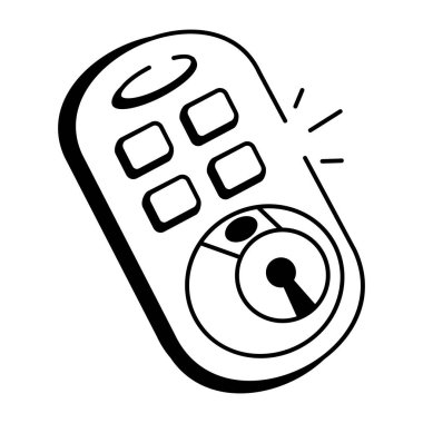 Akıllı kilit gösteren bir el çizimi biçim simgesi