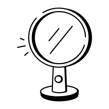 Akıllı bir ayna gösteren bir el çizimi simgesi