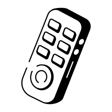 Uzaktan kumandayı gösteren yarım yamalak bir biçim simgesi