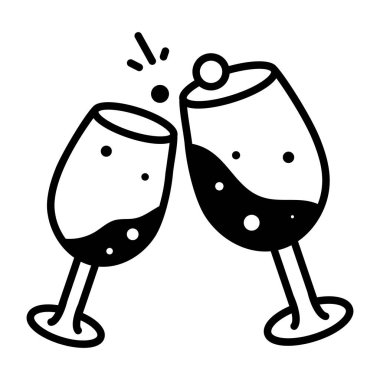 Şarap kadehlerini gösteren yarım yamalak bir simge 