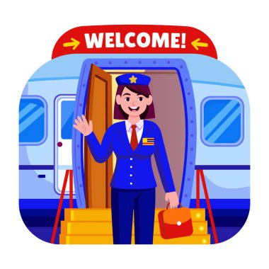 Pencereden el sallayan bir karakteri gösteren düz illüstrasyon 