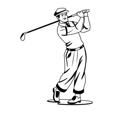 Golfçü adamın kabartma karakteri.