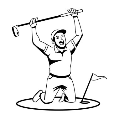 Golfçü adamın kabartma karakteri.