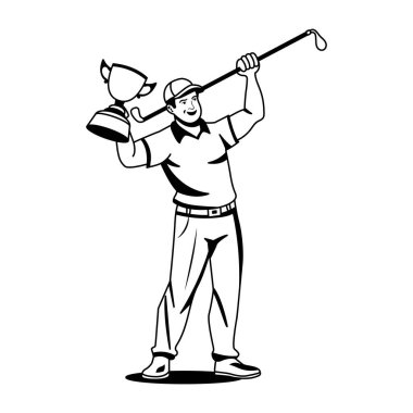 Golf şampiyonu karakter çizimi 