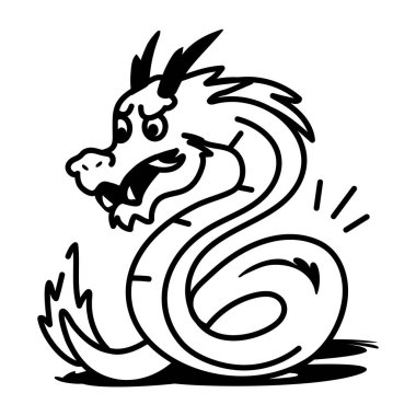 Ejderhayı gösteren karalama tarzı bir simge