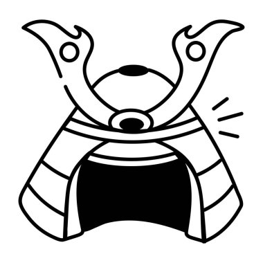 Samuray miğferini gösteren karalama tarzı bir simge