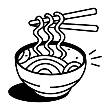Ramen tasvir eden karalama tarzı bir simge