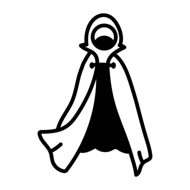 Cadı pelerinini gösteren bir el çizimi simgesi