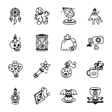 Büyücülük Doodle Biçimi Simgeleri 