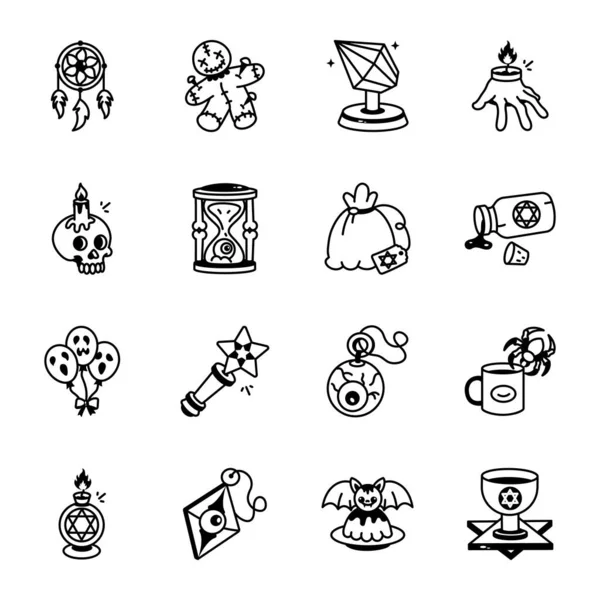 Büyücülük Doodle Biçimi Simgeleri 