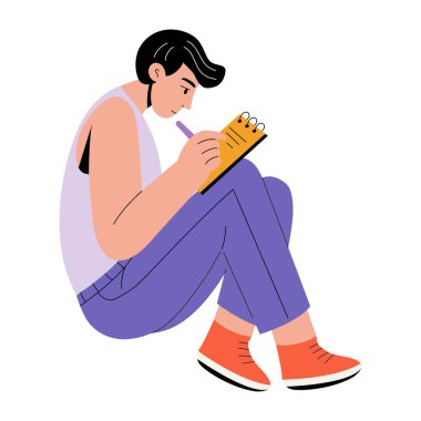 İllüstrasyon: Bir kişinin notlar yazdığını gösteren düz bir resim 