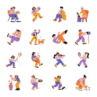 Günlük Yaşam Tarzı Düz Çizimler Paketi 