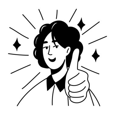 Başarıyı gösteren bir el çizimi biçim simgesi